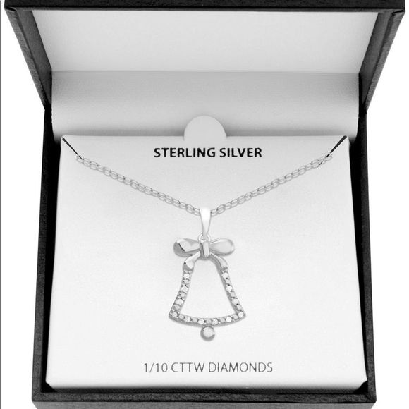 Diamond Bell Pendant Necklace in Sterling Silver - Picture 1 of 4